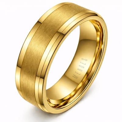 Wolfraam heren ring Goudkleurig geborstelde streep 8mm-21mm
