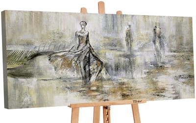 Canvas schilderij groot handgeschilderd modeshow fashion figuren – YS-Art Gallery – Stijlvolle wanddecoratie voor woonkamer – Modern schilderij voor slaapkamer en kantoor