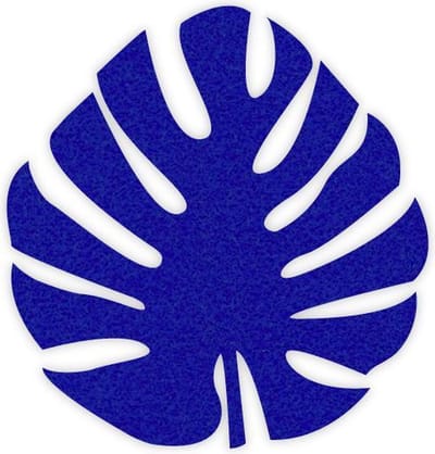 Monstera blad vilt onderzetter - Donkerblauw - 6 stuks - Ø 9,5 cm Rond - Glas onderzetter - Cadeau - Woondecoratie - Woonkamer - Tafelbescherming - Onderzetters Voor Glazen - Keukenbenodigdheden - Woonaccessoires - Tafelaccessoires