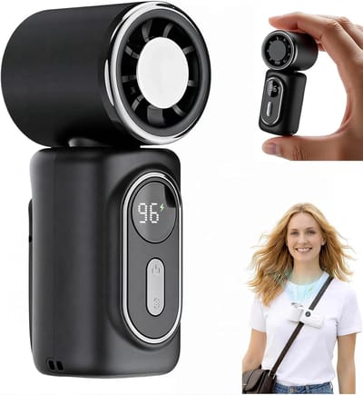 Mini handventilator met clip, 180° draaibare mini-ventilator met clip, 5 windsnelheden, 3000mAh oplaadbare batterij, draagbare hand-/bureauventilator.