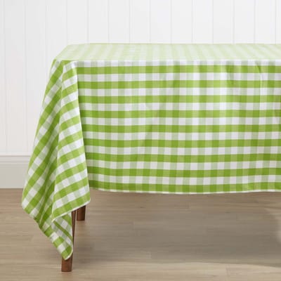 Homescapes Groen geruit tafelkleed van 100% katoen, 138 x 138 cm
