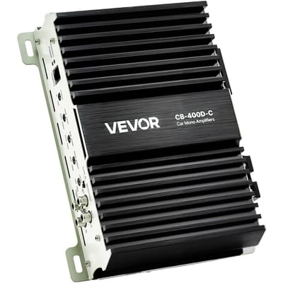 Monoblok Auto Versterker, 400W RMS MAX, Stabiel bij 1/2/4 Ohm, 1-Kanaals Klasse D Auto Audio Versterker met Afstandsbediende Subwoofer Volume Regeling, Low Pass Filter,