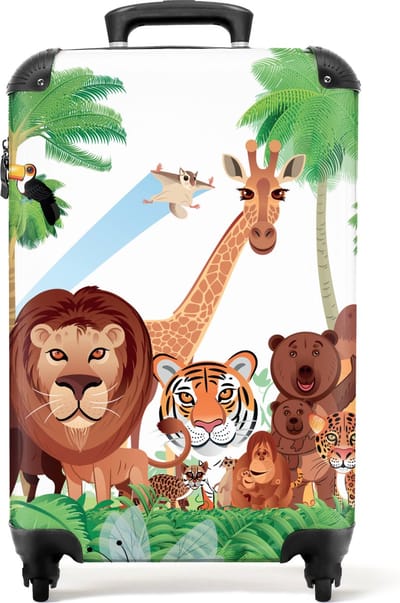 NoBoringSuitcases.com - Dieren kinderkoffer - Past binnen 55x40x20 cm en 55x35x25 cm - Handbagage vliegtuigkoffer - Trolley op wieltjes - Reiskoffer met wielen - Hardcase rolkoffer - Kindertrolley geschikt voor jongen en meisjes - Koffer kinderen
