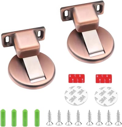 Set van 2 Magnetische Deurstoppers van Metaal - Onzichtbare Vloermontage Deurstoppers met Plakband en Schroeven voor Veiligheid en Stabiliteit