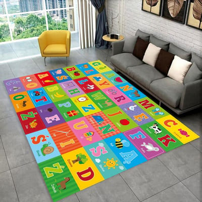 ABC Cartoon Alfabet Kinderen Kruipen Kinderen Speelkamer Vroege Educatie Gebied Tapijt, Tapijt voor Woonkamer Slaapkamer Bank, Antislip Mat 40x60cm