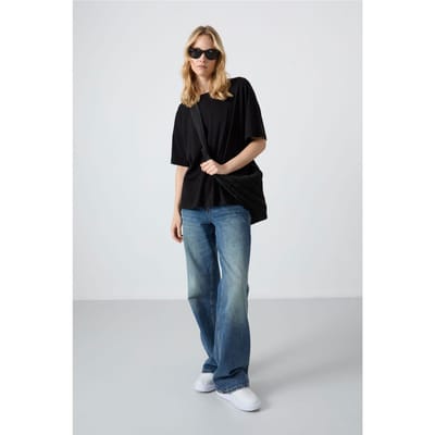 Oversized Katoen-Modal Rundhals T-shirt