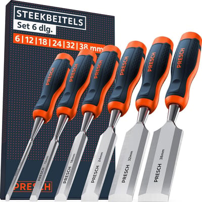 Set van 6 Steekbeitels voor Houtbewerking met 25° Hoek - Perfect voor Precisie en Duurzaamheid
