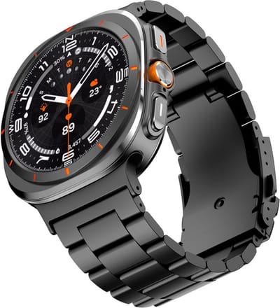 Titanium bandje - schakelbandje - geschikt voor Samsung Galaxy Watch Ultra (47mm) / Ultra 2025 (47mm) - zwart