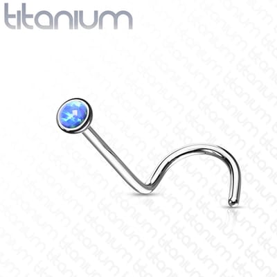 Neuspiercing titanium U-bocht opal 0.8x6x3 - blauw - LMPiercings