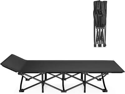Opvouwbaar Campingbed - Vouwbed Draagbaar - Buiten Ontspannen - Installatie Vrij - 68x178x37cm - Zwart