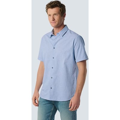 No Excess Shirt Short Sleeve 2 Tone With Linen Cobalt Maat: S | Casual Overhemden Outlet | Heren | Blauw