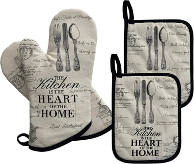 Thijox - Ovenwanten en Pannenlappen Set Katoen, Hittebestendig voor Koken en Bakken, 32x18cm, Duurzaam en Comfortabel, Ideaal voor Keuken en BBQ