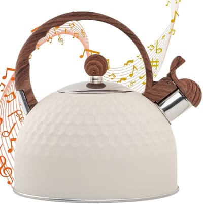 Theeketel - Waterketel Fornuis - Thee Zetten - Luid Kookalarm - 25 Liter - Beige Hamer
