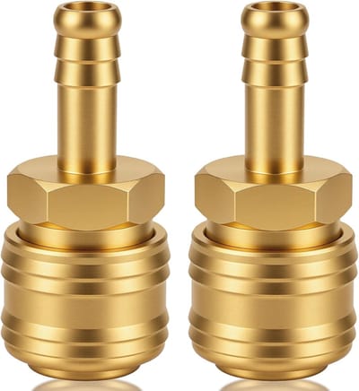 Koperen 9 mm compressielucht koppeling met NW7.2 aansluiting voor slangverbinding en ventielsocket