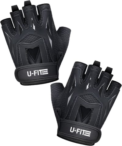 U Fit One Fietshandschoenen Zomer - Wielrenhandschoenen Dames en Heren - Handschoenen met Padding - Zwart - Maat S