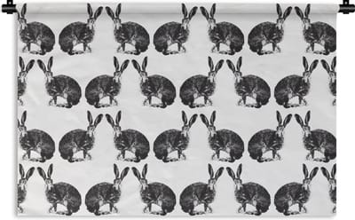 Wandkleed - Wanddoek - Vintage - Design - Konijn - Dieren - 180x120 cm - Wandtapijt