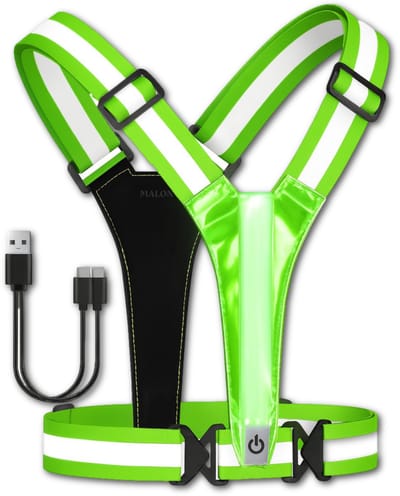 Malony® Hardloopvest met Verlichting - Running Vest - USB oplaadbaar – Verlichting voor & achterkant – LED - Neogroen