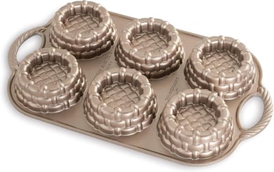 Mini Bakvorm - Cakelet Pan - Kleine Taartjes Bakken - Gegoten Aluminium - 3 Cup Capaciteit - Toffee