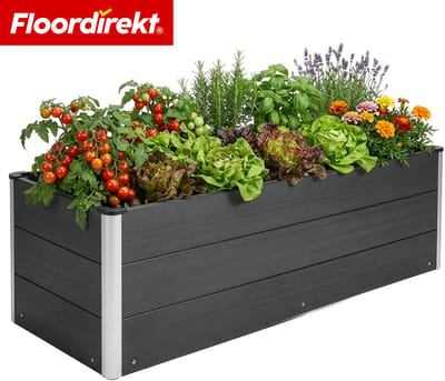 Floordirekt WPC-Hoogbed Paros - Antraciet - 150 × 50 × 45 cm - Weerbestendig & Duurzaam - Voor Tuin & Terras - Verschillende Maten - Ideaal voor Groenten, Kruiden & Bloemen