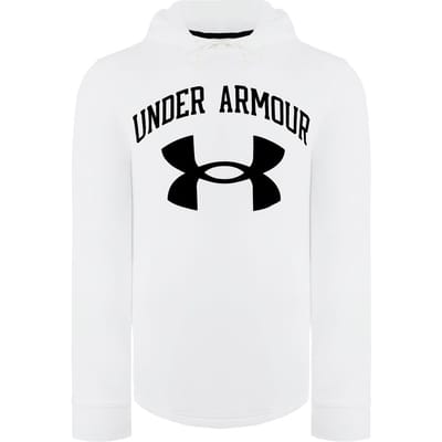 Under Armour Rival Terry Groot Logo Heren Witte Hoodie