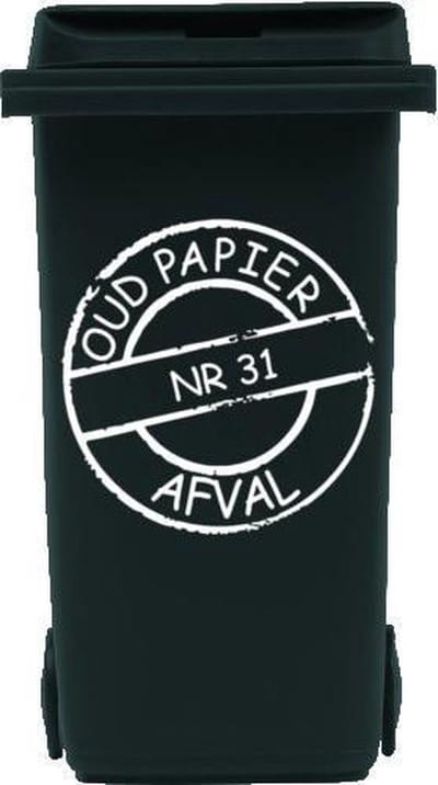 Sticker cirkel voor papier kliko container met huisnummer | Rosami