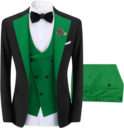 Heren 3-Delig Pak Slim Fit Formeel Trouw Diner Blazer Vest en Broek Multicolor