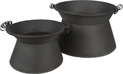 Clayre & Eef Bloempot Set van 2 Ø 28 Ø 22 cm Grijs IJzer