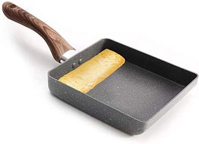 Koekenpan - Omeletpan Vierkant - Ontbijt Maken - Antiaanbaklaag - 18x15 cm - Grijs