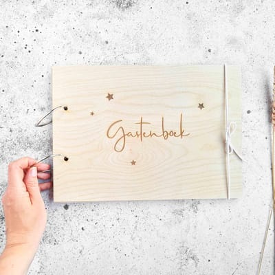 Houten gastenboek | A4 | gastenboek bruiloft | gastenboek huwelijk | bundel