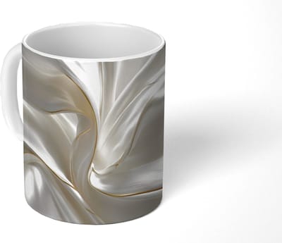 Mok - Koffiemok - Stof - Plooien - Goud - Mokken - 350 ML - Beker - Koffiemokken - Theemok