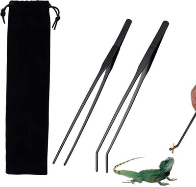 Set van 2 Lange Pincetten van 27 cm voor Aquarium, Rvs, Voor Aquatische Planten, Reptielen en Voeding, Inclusief Opbergzak