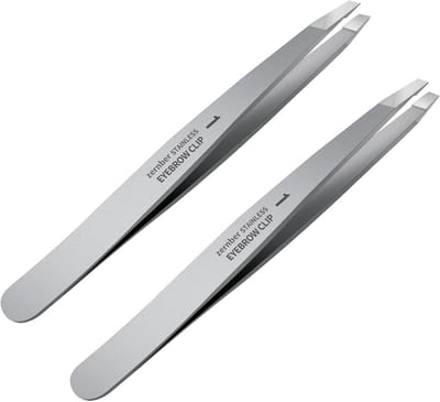Pincet Set - Precisie Pincet - Gezichtsverzorging - Roestvrij Staal - 2 stuks - Zilver