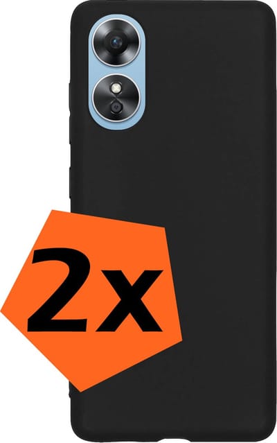 Hoes - 2 Stuks - Geschikt voor OPPO A17 - Sterk & Shockproof - Case Siliconen - Back Cover - Telefoon Hoes - Zwart