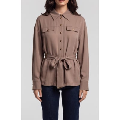 GUESS Anita Belted Shirt Buff Taupe Taglia: 36 | Maglie a manica lunga Outlet | Donna | Nero