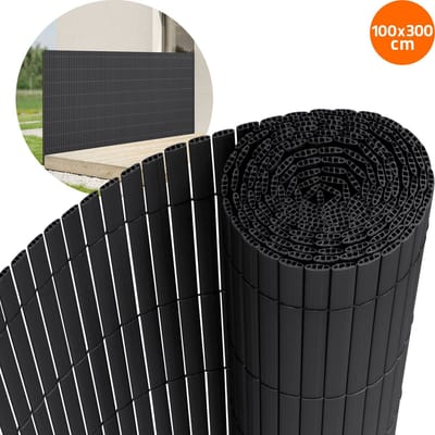 Privacyscherm mat 100x300 cm privacy hek windscherm balkonscherm PVC antraciet UV-bestendig