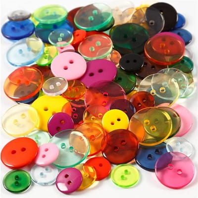 Knopen, d 12+18+20 mm, diverse kleuren, 50 gr, 100 stuk/ 1 doos
