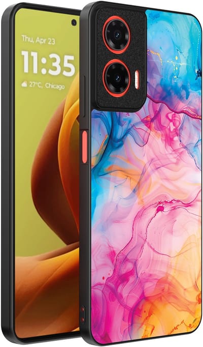 Smartphonica Telefoonhoesje Geschikt voor Motorola Moto G85 / Motorola Edge 50 Fusion met Regenboog Acryl Marmer Opdruk - TPU Backcover Case Rainbow Acrylic Marble Design geschikt voor Motorola Edge 50 Fusion;Motorola Moto G85