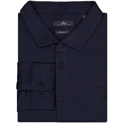 Ragman Overhemd Soft Knit Uni Color Easy Care Marine / male
