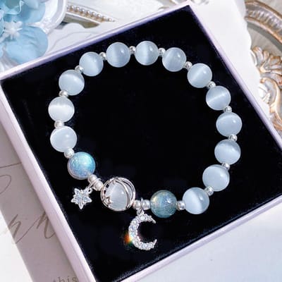 Vlinder Kattenoog Armband Voor Vrouwen, Niche Ontwerp Imitatie Zeeblauw, Schatgrijs, Maanlicht Kristal Armband, Prachtig Cadeau Voor Vriendinnen gray