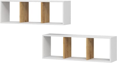 Vicco Tomy Wandplank – 90 x 30 cm Set van 2 Eik wit/goud