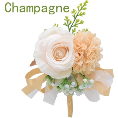 5 Kleuren Polsbloemen Bruid Bruidsmeisje Parel Zijdelint Feest Bruiloftsdecoratie Op de Pols Corsages Kunstmatige Rozen Bloem