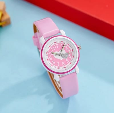 Actie4you® - Meisjes Horloge – Roze met Hartjes – PU Leren Bandje - Girls Watch – Kids Horloge