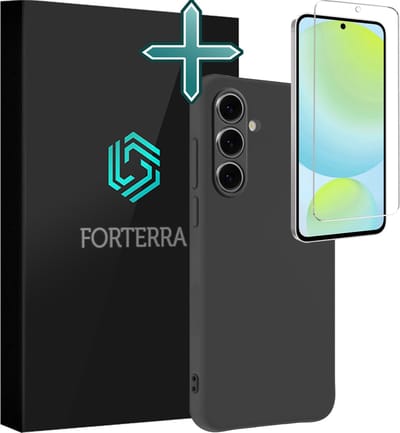 Hoesje Met Screenprotector - Geschikt voor Samsung Galaxy S24 FE - Sterk & Shockproof - Telefoon Hoes - Back Cover - Siliconen Case - Zwart