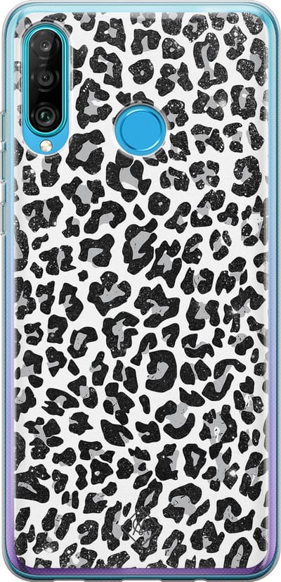 Casimoda® hoesje - Geschikt voor Huawei P30 Lite - Luipaard Grijs - Siliconen/TPU - Soft Case - Grijs - Luipaardprint
