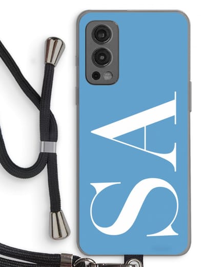 Gepersonaliseerd - Case Company® - Hoesje met koord geschikt voor OnePlus Nord 2 5G hoesje met Koord - Monogram N°2 - Telefoonhoesje met Zwart Koord - Bescherming aan alle Kanten en Over de Schermrand