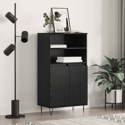 vidaXL - Highboard - Zwart - 60 - x - 36 - x - 110 - cm - Bewerkt - hout
