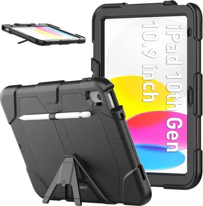 Hoes geschikt voor iPad 11 (2025) A16 11th Generation hoes Zwart - Hoes geschikt voor iPad 2022 hoes Extreme Armor Case met screenprotector – Shock Proof Standcase - 10e generatie hoes