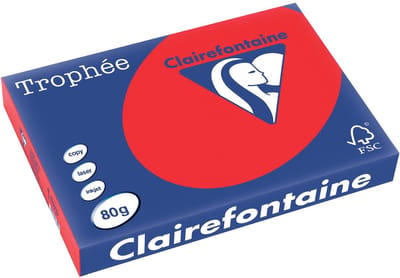 Clairefontaine Trophée Intens, gekleurd papier, A3, 80 g, 500 vel, koraalrood 3 stuks
