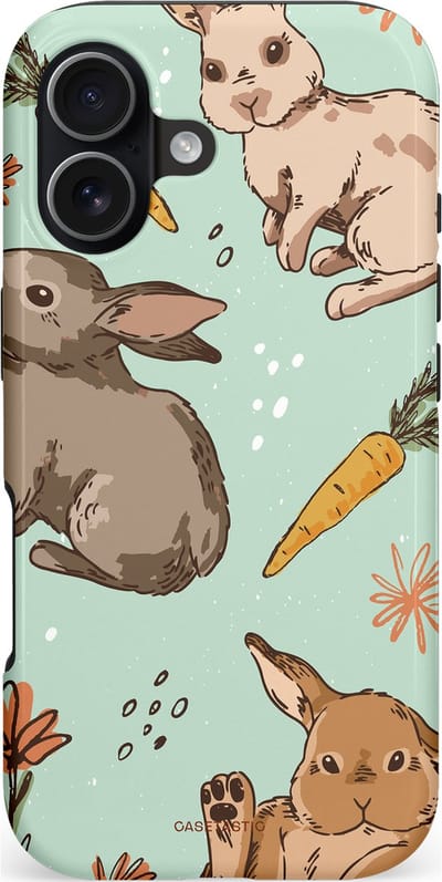 Casetastic hoesje geschikt voor Apple iPhone 17 - MagSafe - Dubbellaagse bescherming - Hop hop knappel - Fashion Case - Lichtgrijs Taupe Mintgroen Perzik