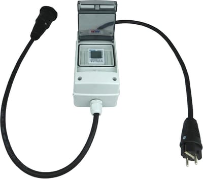Digitale kWh Stroommeter 230V Schuko - Geijkt en Resettable - IP54